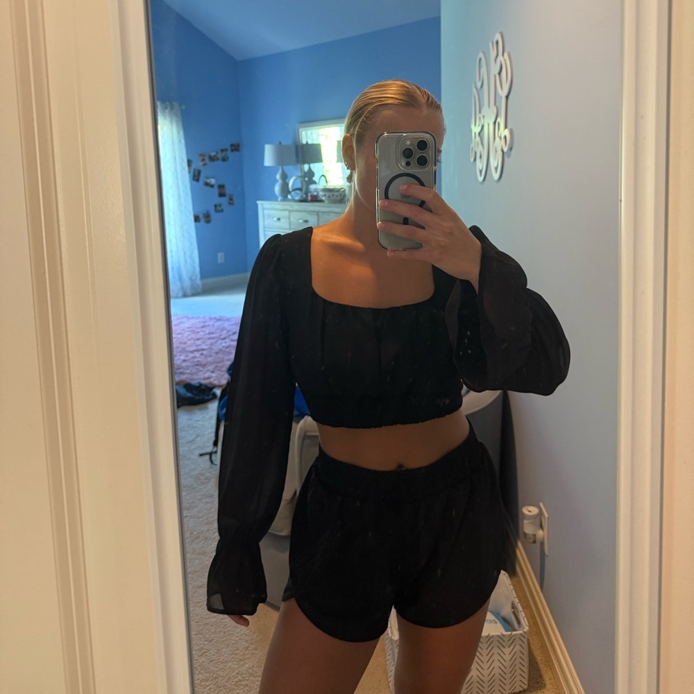 Altar'd State Black Sheer Top